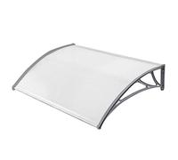 HENGMEI Auvent de porte d'entrée, auvent en pente et en plastique transparent, gris (100 x 150 cm)