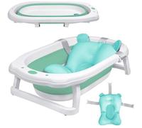 HENGMEI Baignoire pliable portable pour bébé avec coussin d'assise Siège de bain Vert