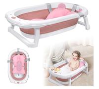 HENGMEI Baignoire pliable pour bébé avec coussin d'assise Siège de bain portable pour bébé Rose