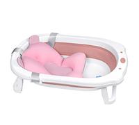 HENGMEI Baignoire pliable pour bébé avec coussin de siège portable, rose