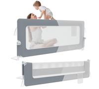 HENGMEI Barrière de lit - 180 cm - Pliable à 180 °C - Filet aéré - Réglable en hauteur - Gris + gris clair