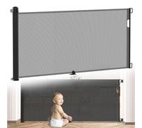 HENGMEI Barrière de protection d'escalier, de porte, extensible, rétractable, pour bébés et animaux domestiques, noire, 300 cm