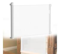 HENGMEI Barrière de sécurité pour Porte d'escalier Extensible de 0 à 150 cm, barrière pour Chien, Porte rétractable et barrière d'escalier pour bébés et Animaux domestiques (Blanc, 150 cm)