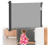 HENGMEI Barrière de sécurité pour Porte d'escalier Extensible de 0 à 150 cm, barrière pour Chien, Porte rétractable et barrière d'escalier pour bébés et Animaux domestiques (Noir, 150 cm)