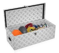 HENGMEI Boîte de transport en aluminium pour remorque - Boîte à outils avec serrure - Boîte en métal étanche pour outils de rangement - 990 x 330 x 255 mm - Argenté