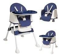 HENGMEI Chaise haute 3 en 1 pour enfant - Table à manger - Chaise bébé - Aide à la marche - Rehausseur pour bébé de 6 à 36 mois - Chaise de table avec table et roulettes - Plateau portable - Bleu