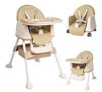 HENGMEI Chaise haute 3 en 1 pour enfant - Table à manger - Chaise bébé - Aide à la marche - Rehausseur pour bébé de 6 à 36 mois - Chaise de table avec table et roulettes - Plateau portable - Beige