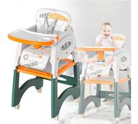 HENGMEI Chaise haute pour enfant - Table à manger pliable 6 en 1 - Pour bébé - Avec dossier - Plateau amovible