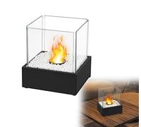 HENGMEI Cheminée de Table à l'éthanol - pour l'intérieur et l'extérieur - Cheminée au bioéthanol - avec Pierres décoratives - Cheminée de terrasse (Type D)