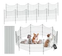 HENGMEI Clôture de jardin en métal - Kit complet de clôture décorative pour animaux - Enclos rond - Enclos pour lapins - Avec éléments de clôture et barres de fixation (10 pièces, concave)