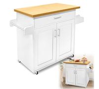 HENGMEI Cuisine îlot de cuisine avec roulettes, 1 tiroir et armoire à 2 niveaux, porte-serviettes, chariot de service, pour événements, hôtel