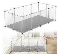 HENGMEI Enclos grillagé avec coussin pour lapins et cochons d'Inde, pour petits animaux, chiots, lapins - Transparent (143 x 73 x 46 cm)
