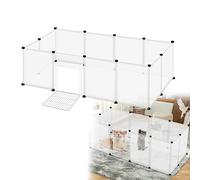 HENGMEI Enclos Grillage pour Lapins et Cochons D'Inde, Cage pour Petits Animaux, Transparent, 145x75x48cm (Avec Porte)