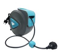 HENGMEI Enrouleur automatique de câble Automatique Murale câble de 20m gris bleu Rallonge 180° support de fixation mural