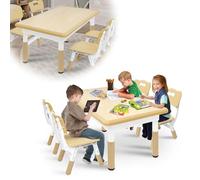 HENGMEI Ensemble de 4 chaises pour enfants, bureau en plastique, table de jeu, meubles de chambre d'enfant, hauteur réglable, ensemble de chaises d'intérieur pour tout-petits, filles et garçons, en