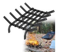 HENGMEI Grille de cheminée, étagère en fonte, grille de cheminée, grille de cheminée, grille de feu, grille de cheminée, support de bois de chauffage avec barres pour cheminée intérieure, outils