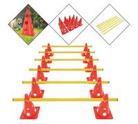 HENGMEI Kit de coordination de 18 pièces pour entraînement de coordination Haies d'agilité Réglable Pour football, chien, enfant