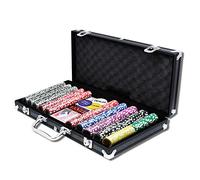 HENGMEI Kit de poker avec 500 jetons de poker laser - Kit complet d'accessoires de cartes de poker avec 2 decks de poker, 5 dés, 3 boutons de dealer, poker, jetons de poker, valise, jetons (noir)