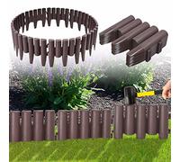 HENGMEI Lot de 10 bordures de pelouse en plastique - 2,8 m - Aspect bois - Marron