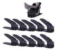HENGMEI Lot de 10 Support à Chaussures Réglables Empiler Les Chaussures Economie d'Espace à Chaussures Organiseur de Chaussures Plastique, Noir