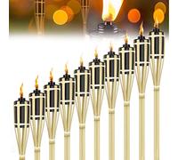 HENGMEI Lot de 12 torches de jardin en bambou - Pour décoration d'extérieur, fête de jardin, chemin, arrière-cour, pelouse