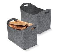 HENGMEI Lot de 2 sacs en feutre pour bois de cheminée - Pliable - Dimensions : 55 x 30 x 40 cm - Gris - Type B