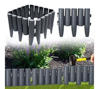 HENGMEI Lot de 20 bordures de pelouse en plastique - 5,6 m - Aspect bois - Anthracite