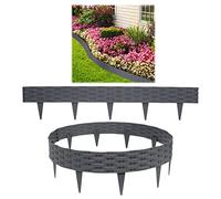 HENGMEI Lot de 30 bordures de pelouse en plastique - 30 m - Aspect rotin - Anthracite