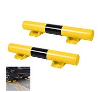 HENGMEI Lot de 4 butoirs de roue en métal - Pour parking - 60 x 13 x 9 cm - Protection murale avec bandes réfléchissantes - Limitation de place de stationnement (4 pièces)