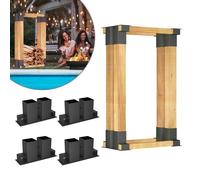 HENGMEI Lot de 4 supports d'empilage pour bois de chauffage Pour l'extérieur et l'intérieur