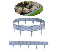 HENGMEI Lot de 40 bordures de pelouse en plastique - 40 m - Aspect rotin - Clôture de jardin - Gris