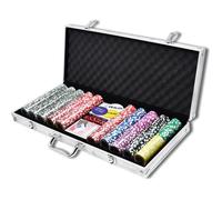 HENGMEI Malette de Poker Professionnelle 500 Laser Jetons, 2 Jeux de Cartes , 5 dés, 3 Bouton Dealer, Mallette Argent en Aluminium