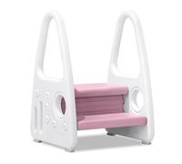 HENGMEI Marchepied pour enfant - Tour d'apprentissage - Marchepied - Avec 2 marches en plastique - Pour chambre d'enfant, cuisine et salle de bain - Rose