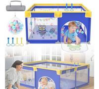 HENGMEI Parc pour bébé - 127 x 127 cm - Centre d'activités avec base antidérapante - Filet respirant - Aire de jeux de sécurité - 127 x 127 cm - Petits animaux