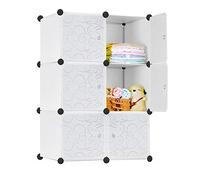 HENGMEI Penderie à monter soi-même, système d'étagères, avec motif blanc (6 boîtes avec porte)