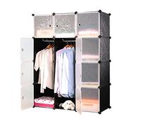 HENGMEI Penderie - Système d'étagères enfichables - 12 boîtes - Système de rangement avec porte (noir)