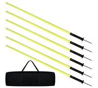 HENGMEI Piquets de Slalom de 1.5m, Set de 6 Piquets de Slalom Accessoires d'entraînement de Football Set d'agilité pour Chiens avec Srticulation à Ressort, Jaune