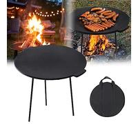 HENGMEI Plaque de cuisson en fonte avec 3 pieds - Poêle à griller Dutch Oven - Table de barbecue - Accessoires de camping - Rond - Diamètre : 45 cm