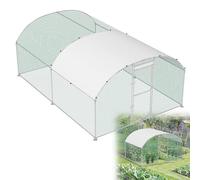 HENGMEI Poulailler 300 x 400 x 185 cm - En acier galvanisé - Avec toit en polyéthylène - Enclos extérieur avec serrure - Toit en dôme