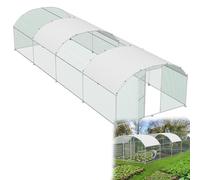 HENGMEI Poulailler 300 x 800 x 185 cm - En acier galvanisé - Avec toit en polyéthylène - Enclos extérieur avec serrure - Toit en dôme