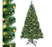 HENGMEI PVC Sapin de Noël Artificiel avec Éclairage 210 cm LED Sapin Sapin de Noël avec Support Décoration de Noël (210 cm 350 Lumières)