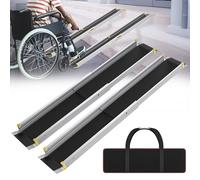 HENGMEI Rampe télescopique pour fauteuil roulant - Rail télescopique - Seuil de porte en aluminium - Rampe de seuil de porte - Charge maximale : 300 kg - Argenté (121-213 cm)