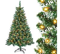 HENGMEI Sapin de Noël Artificiel avec éclairage 150 cm Effet Neige à LED avec Support Décoration de Noël (150 cm 180 lumières)