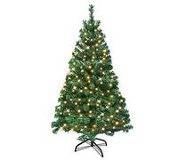 HENGMEI Sapin de Noël Artificiel avec éclairage - 180 cm - en PVC - Vert - avec Pied - Environ 220 Pointes Lena pour décoration de Noël