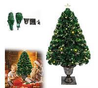 HENGMEI Sapin de Noël Artificiel de 90 cm avec éclairage et Pointe en étoile, LED, 8 Modes d'éclairage - Vert - Mini Arbres de Noël - Blanc Chaud - Fibre de Verre