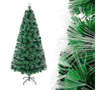 HENGMEI Sapin de Noël en PVC avec éclairage - 210 cm - Vert - avec Pied en métal Lena - Décoration de Noël (LED en Fibre de Verre)
