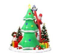 HENGMEI Sapin de Noël gonflable - 240 cm - Avec LED intégrées - Grand Père Noël - Pour jardin, fête (type O, avec bonhomme de neige)