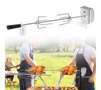 HENGMEI Set de brochettes pour grill 107 cm BBQ Tourne Broche en Acier Inoxydable avec Electrique avec Moteur 4W, 2 x brochettes Aiguilles