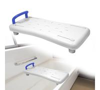 HENGMEI Siège de baignoire pour personnes âgées, planche de baignoire, aide à l'entrée, siège en plastique blanc réglable, pour adulte, avec porte-savon et poignée