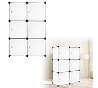 HENGMEI Système d'étagères de penderie avec portes en plastique PP - Rangement des vêtements, livres, montage DIY (6 boîtes avec porte, blanc)